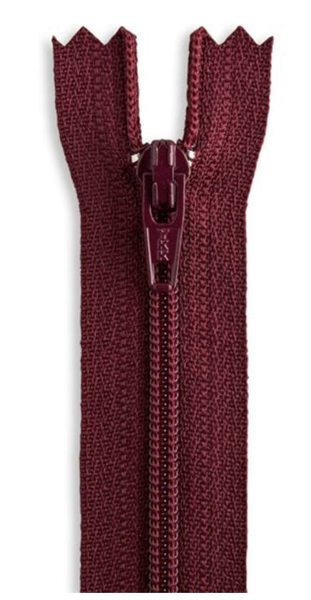 22" #3 Nylon Dress Zipper Wine