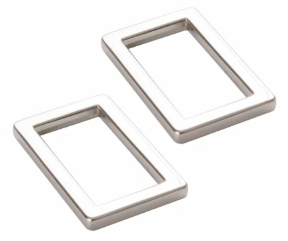 1" Nickel Rectangle Rings, 2pk