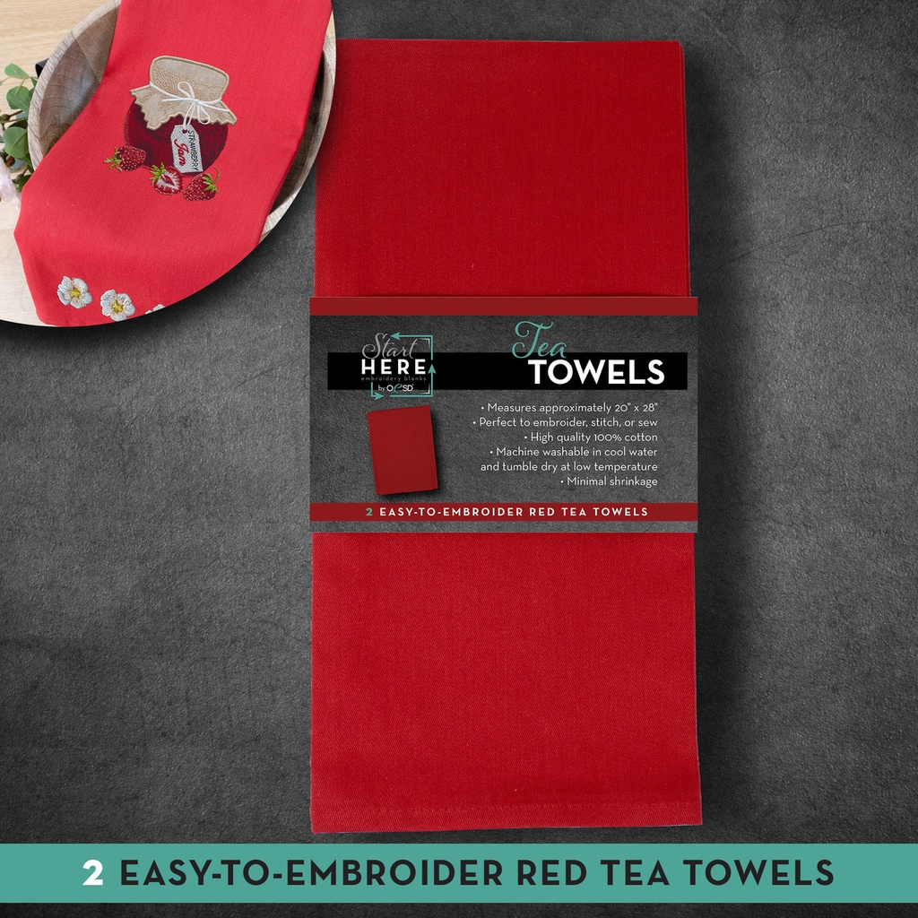 Tea Towel Red 2pk