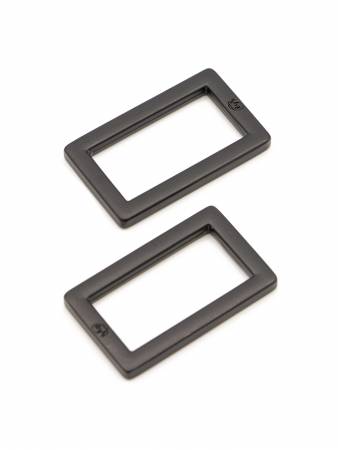 Rectangle Ring Flat 1in Black Metal Set of Two