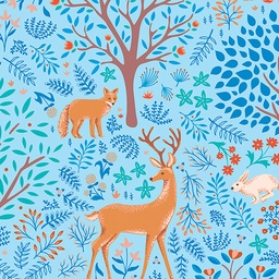 Fabrics / Flora & Fauna Midnight by Amanda Murphy for Benartex