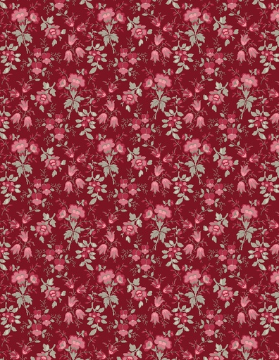 [98735-332] Flowers and Buds Red/Multi