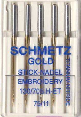 [GOLD-75] Schmetz Gold Titanium Embroidery Machine Needle Size 11/75 5ct