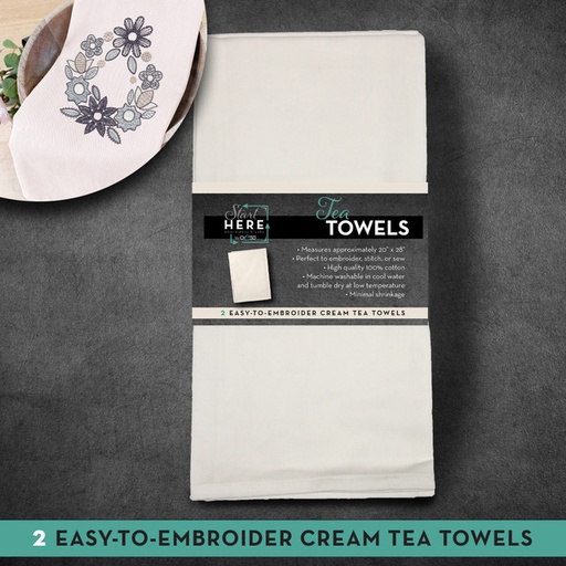 [TFH28704CRE] Tea Towel Cream 2pk