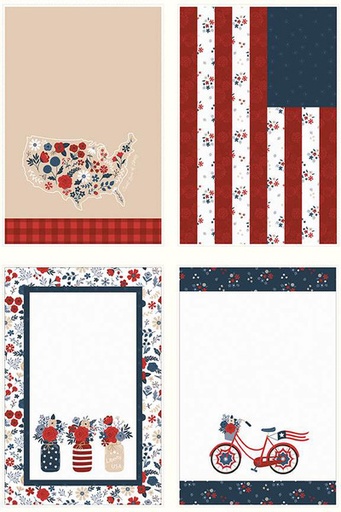 [HD13192-PANEL] Red, White and True Home Décor Patriotic Tea Towel Panel